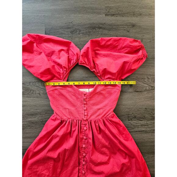 Maeve by Anthropologie Pink Puff Sleeve Button Front Mini Dress Size Small - Picture 13 of 15